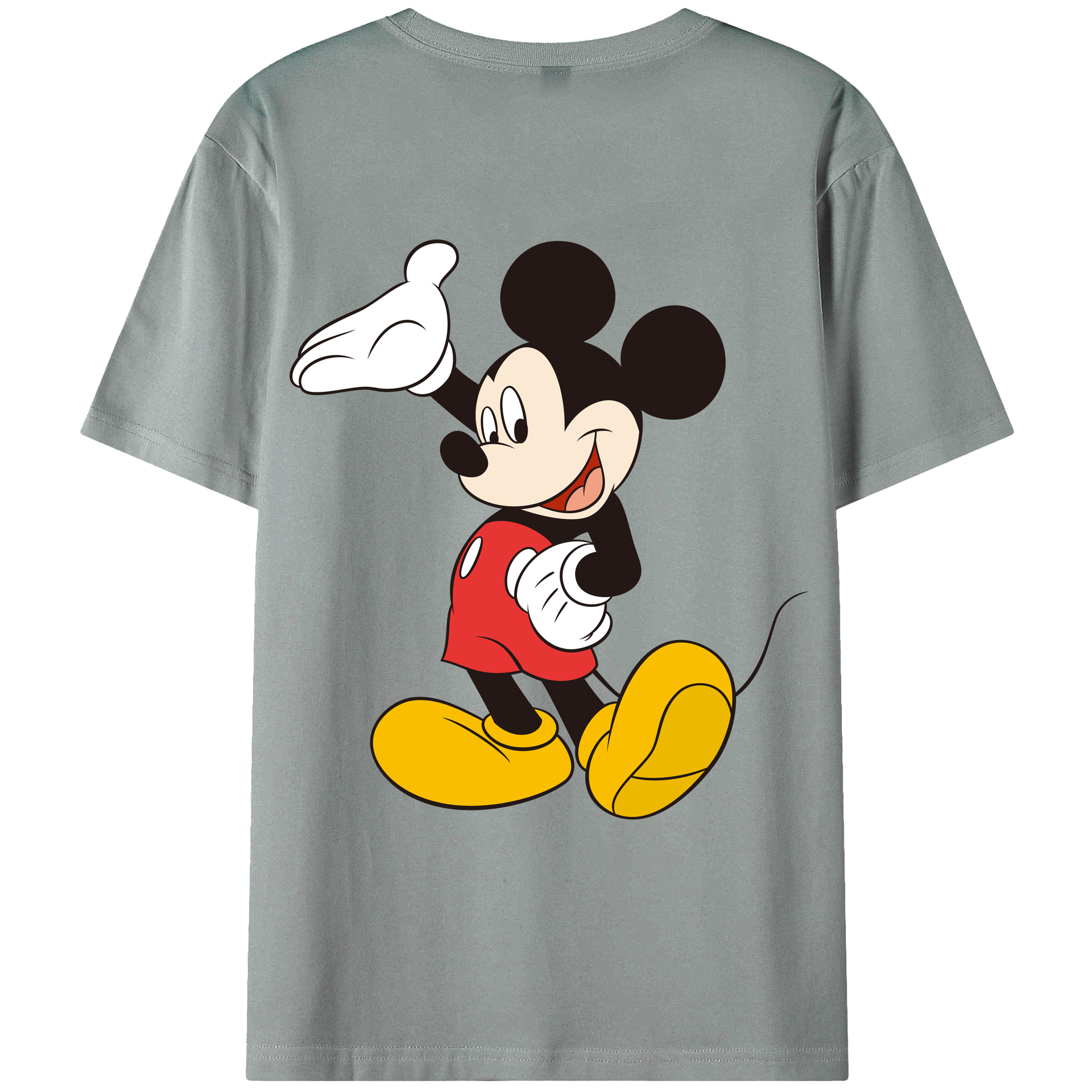 ミッキーマウス Mickey Mouse 綿100％ メンズ半袖Tシャツ（バックプリント） 通気性